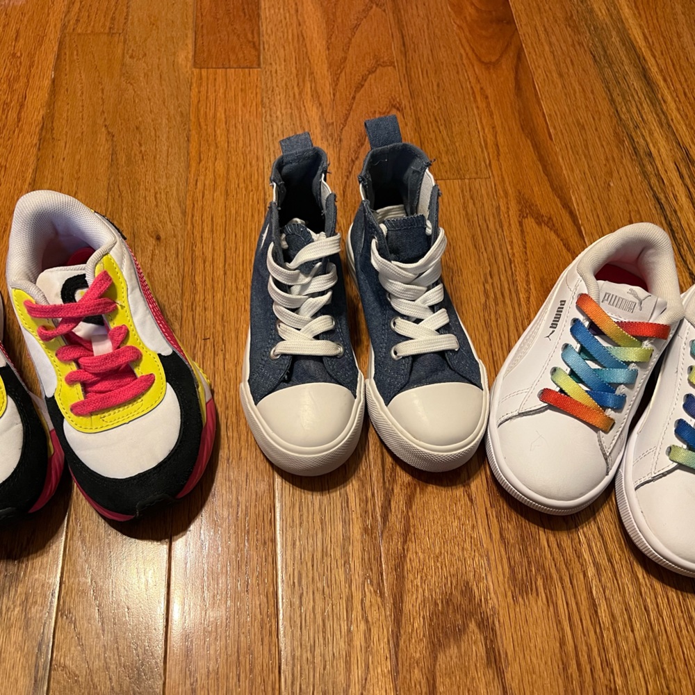 3 pairs of Toddler girl sneakers size 11